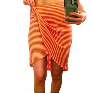 High Waist Wrap Hem Skirt